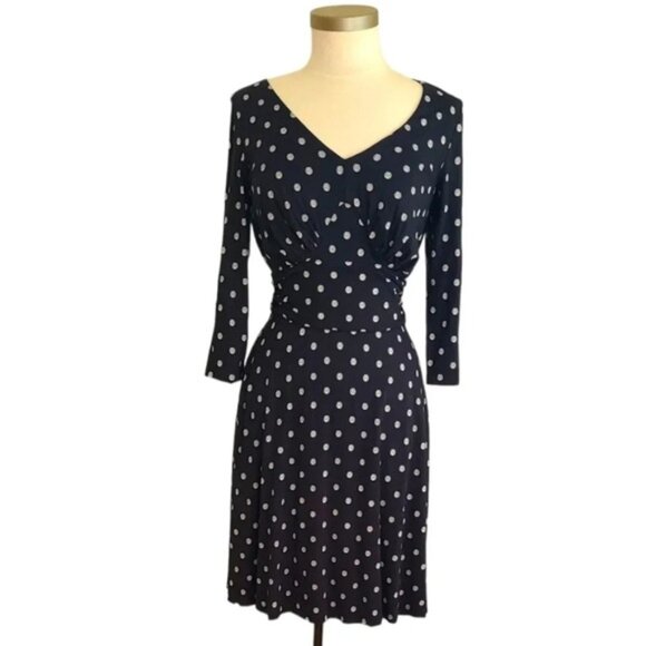 PEPPERBERRY Really super curvy polka dot midi dress black and white - Picture 1 of 13